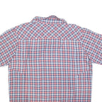COLUMBIA Mens Blue & Red Check Shirt L Cotton Blend Lightweight Short Sleeve