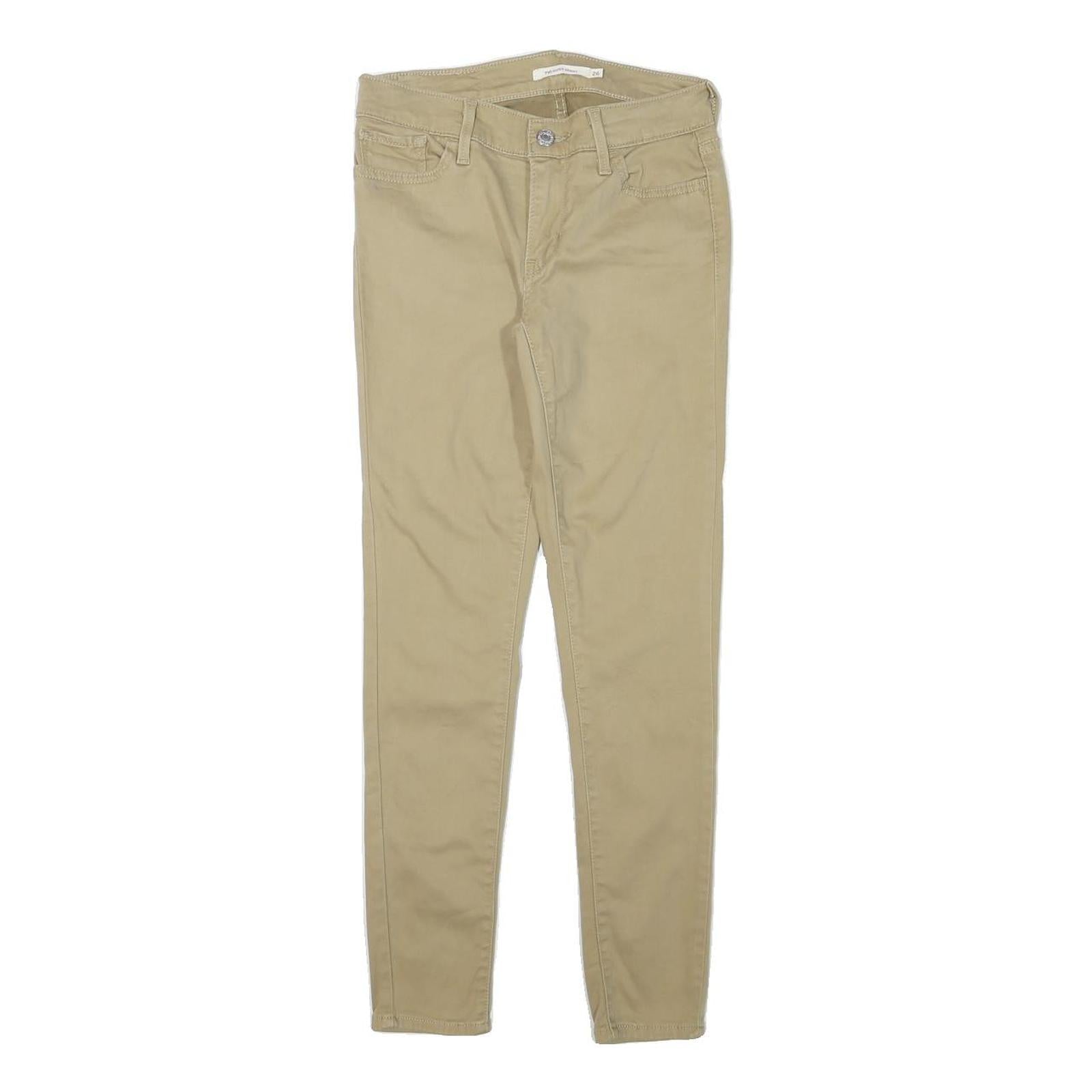 LEVI'S Womens Cotton Blend Beige Slim Skinny Trousers W26 L26 Stretch Casual