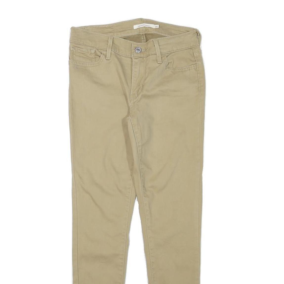 LEVI'S Womens Cotton Blend Beige Slim Skinny Trousers W26 L26 Stretch Casual