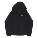 NIKE RUNNING Mens Black Slim Jacket S Polyester Blend Zip Hooded Plain