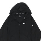 NIKE RUNNING Mens Black Slim Jacket S Polyester Blend Zip Hooded Plain