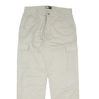 Beige Mens Cotton Blend Regular Cargo Trousers W34 L30 Work Utility Zip