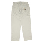 Beige Mens Cotton Blend Regular Cargo Trousers W34 L30 Work Utility Zip