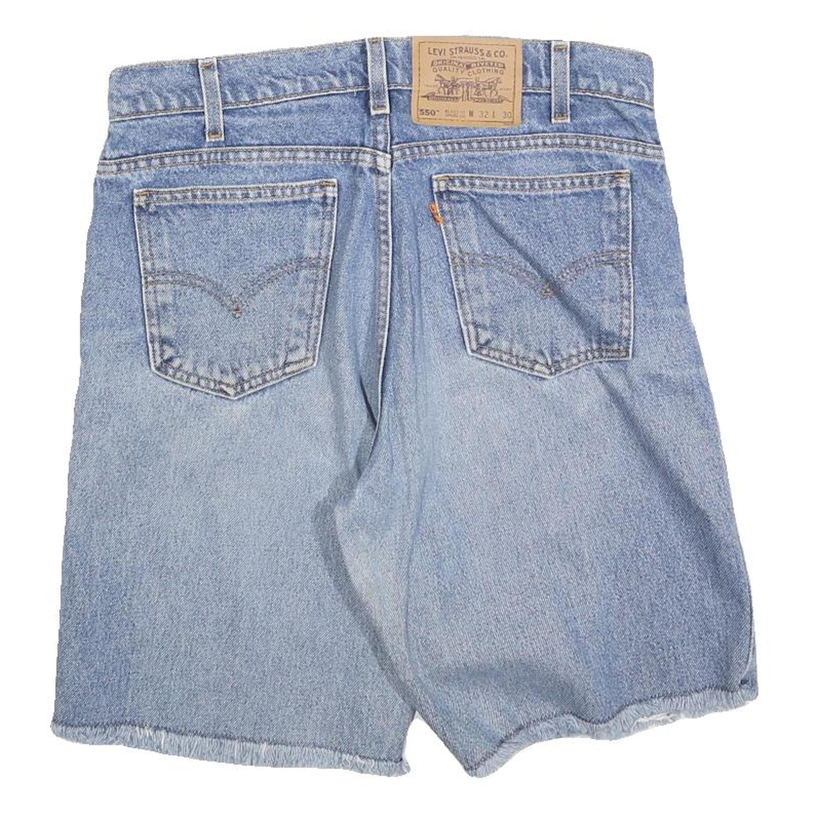 LEVI'S Mens Denim Blue Cotton Blend Shorts M W32 Casual Cut-Off Frayed Hem
