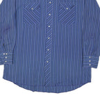 WRANGLER Mens Blue & White Striped Western Shirt XL Classic Casual Buttoned