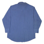 WRANGLER Mens Blue & White Striped Western Shirt XL Classic Casual Buttoned