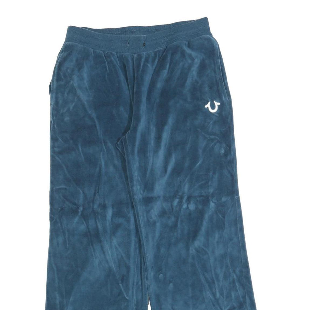 TRUE RELIGION Womens Joggers Blue S W28 L30 Relaxed Wide-Leg Cotton Blend Soft