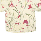 STRAIGHT DOWN Mens Cream & Red Floral Casual Shirt L Lightweight Summer