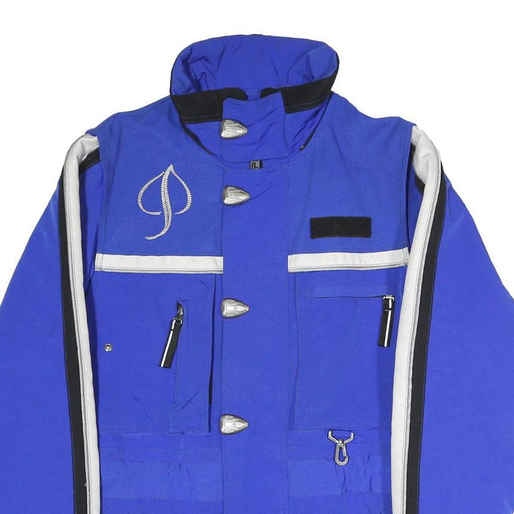 PHENIX Womens Blue & White Zip Jacket S Polyester Blend Logo Embroidered