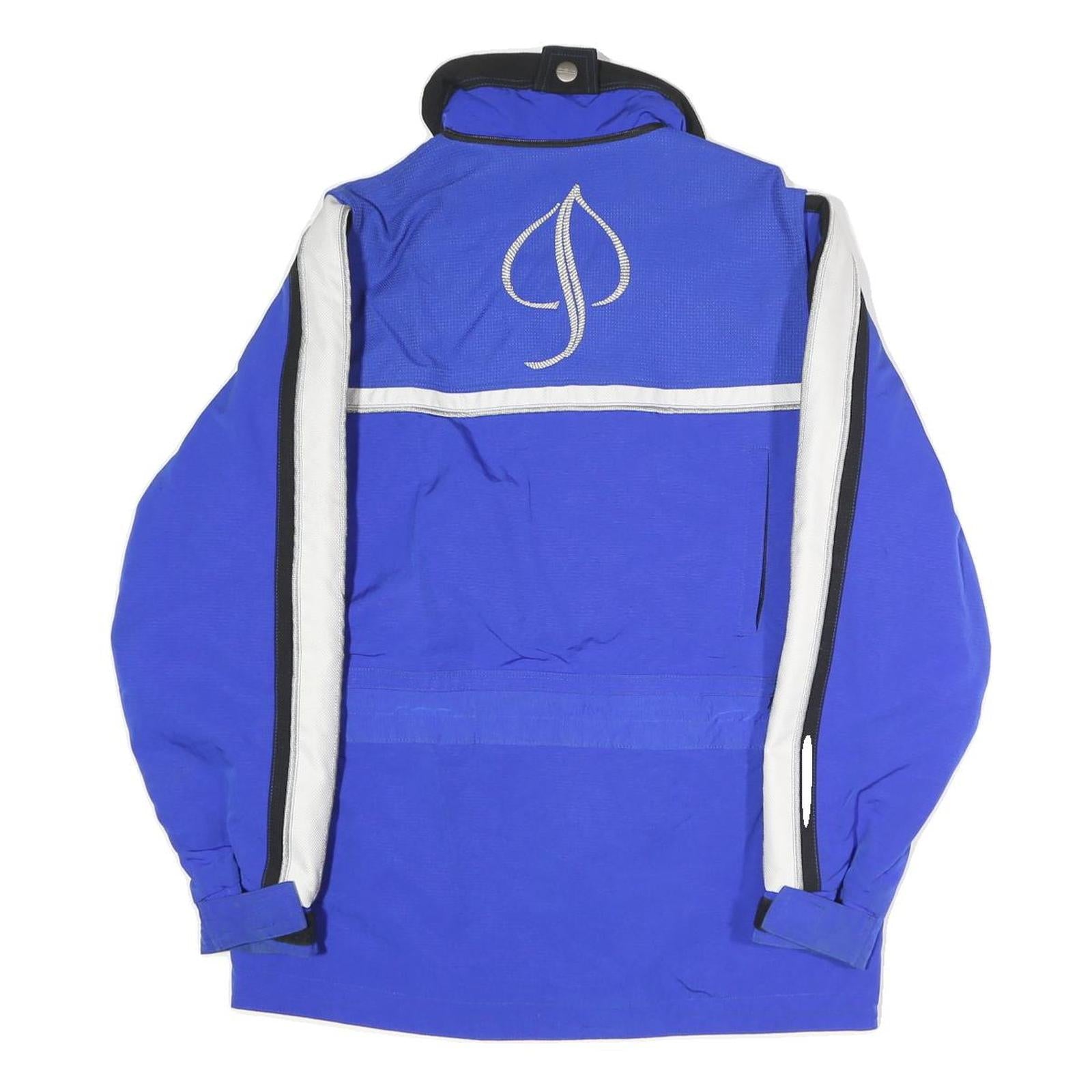 PHENIX Womens Blue & White Zip Jacket S Polyester Blend Logo Embroidered