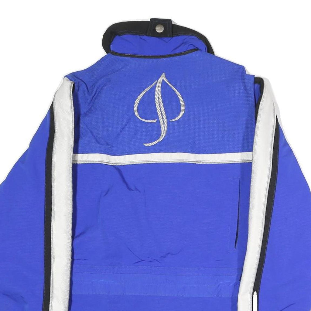 PHENIX Womens Blue & White Zip Jacket S Polyester Blend Logo Embroidered