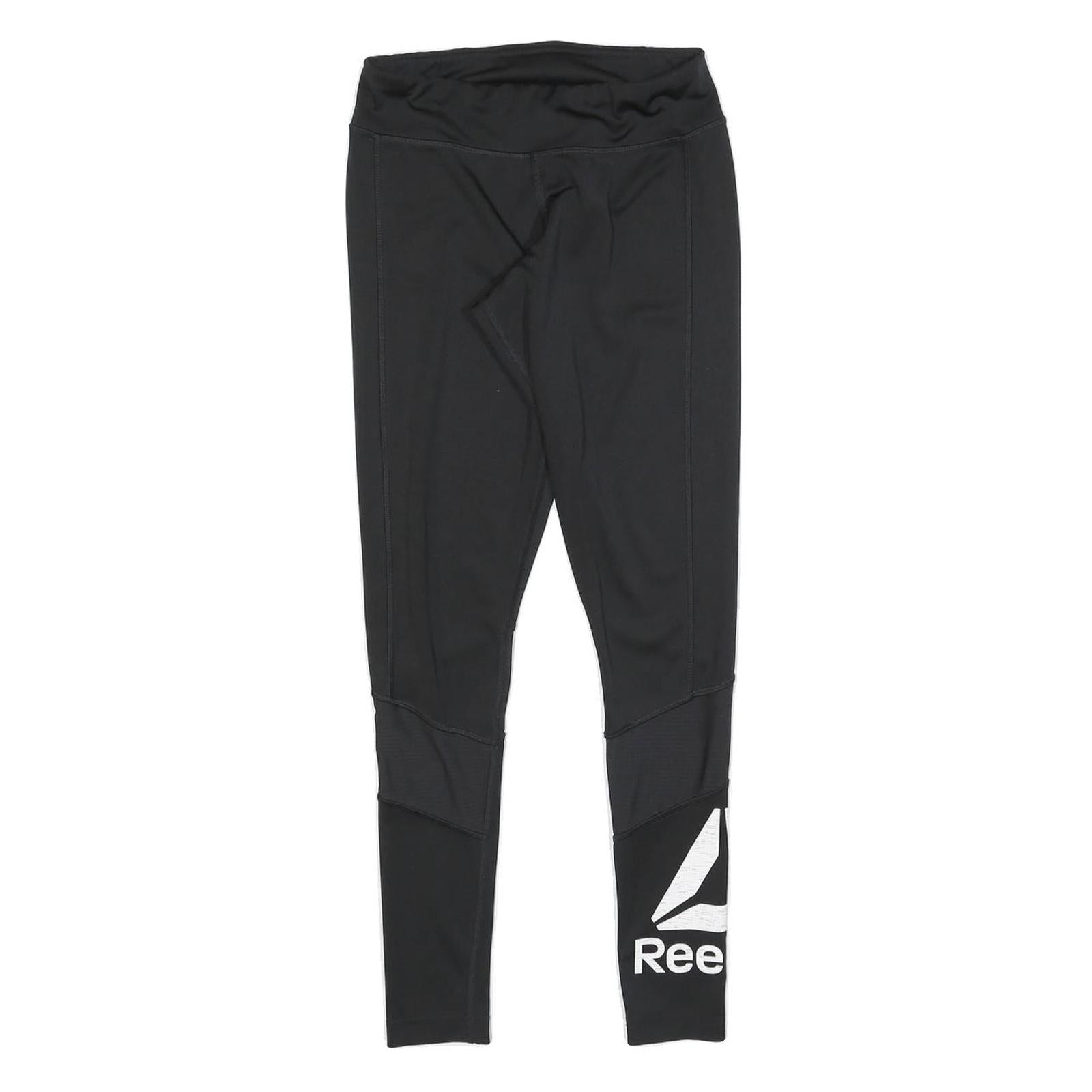 REEBOK Womens Joggers Black S W24 L26 Polyester Fit Slim Logo Detail