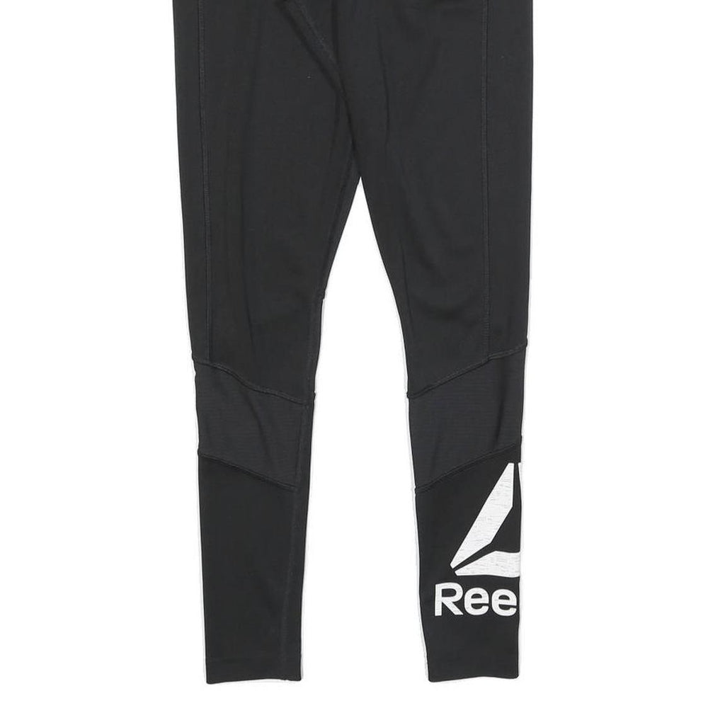 REEBOK Womens Joggers Black S W24 L26 Polyester Fit Slim Logo Detail