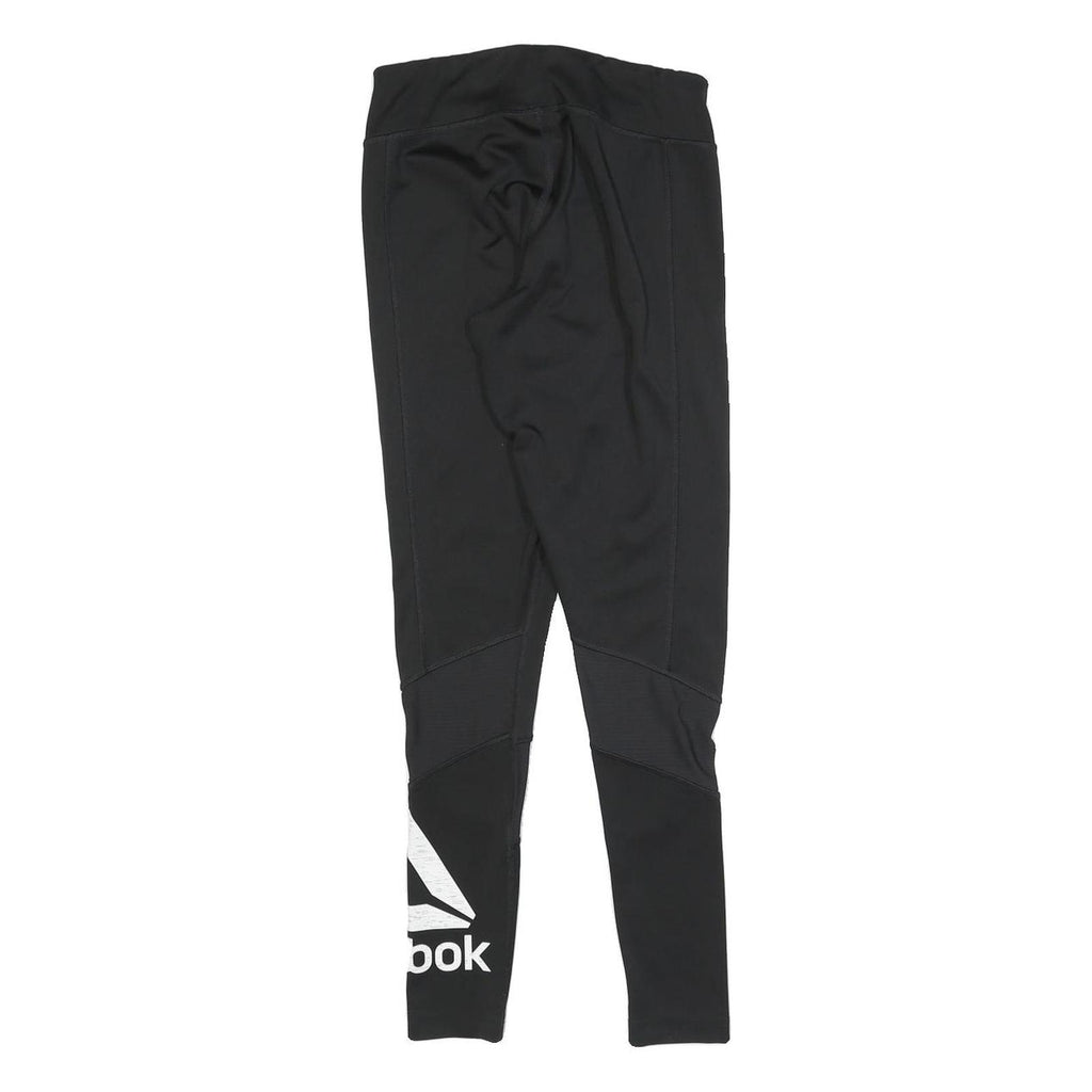 REEBOK Womens Joggers Black S W24 L26 Polyester Fit Slim Logo Detail