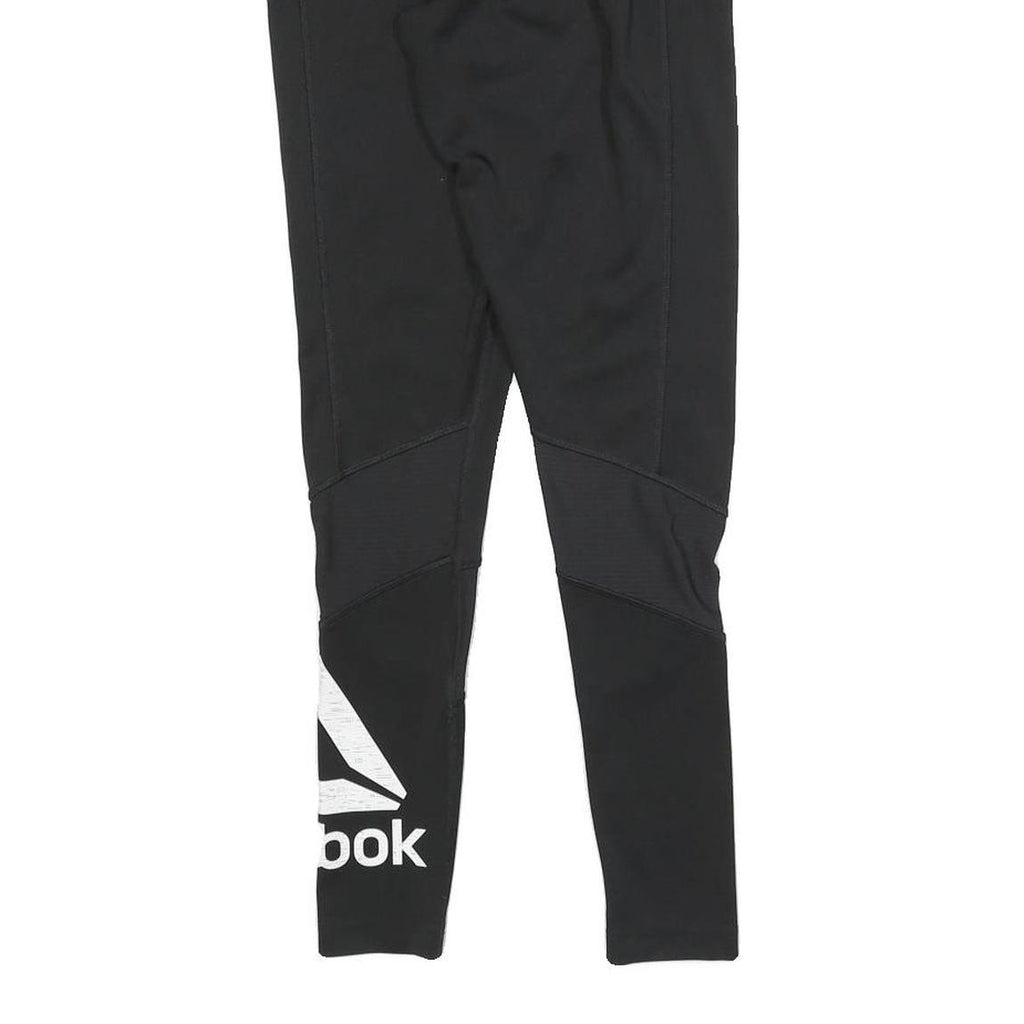 REEBOK Womens Joggers Black S W24 L26 Polyester Fit Slim Logo Detail