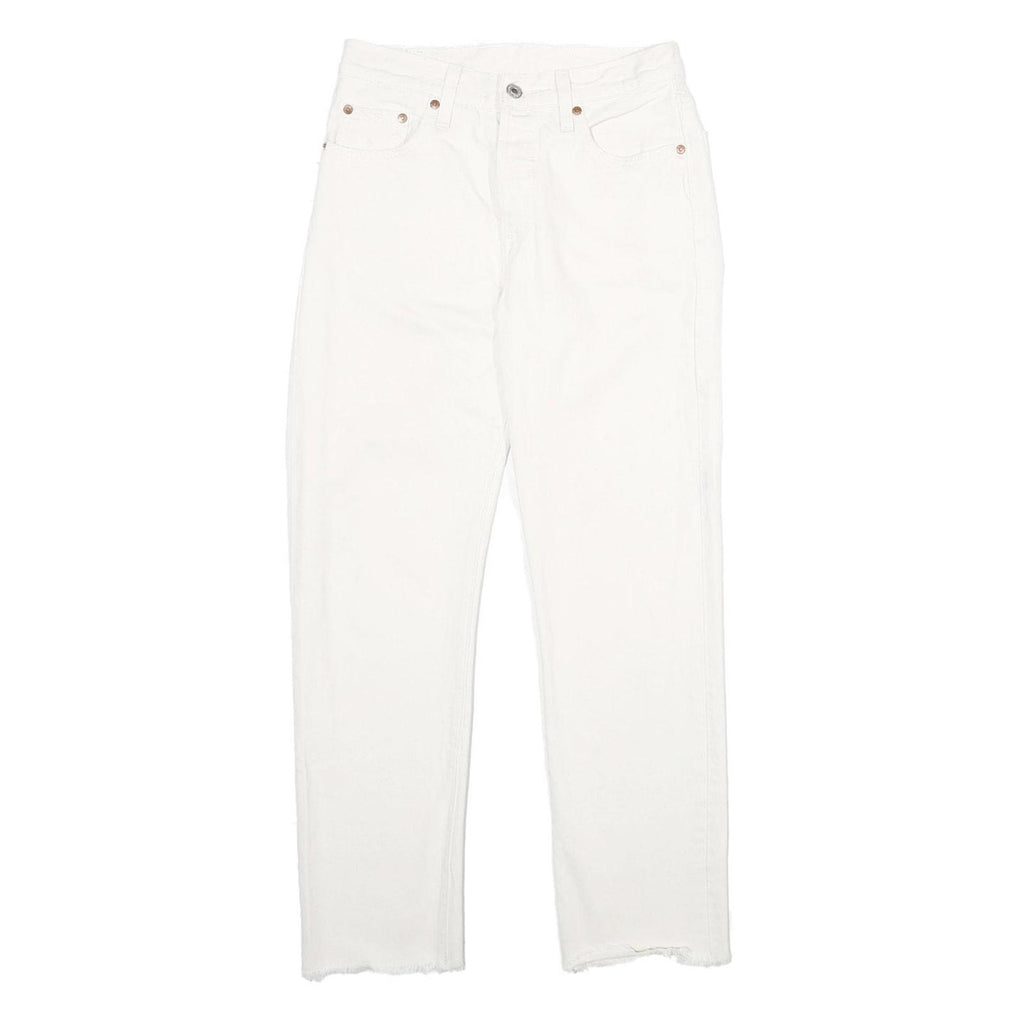 LEVI'S 501 BIG E Womens Jeans White Classic Straight Denim W25 L28 Raw Hem