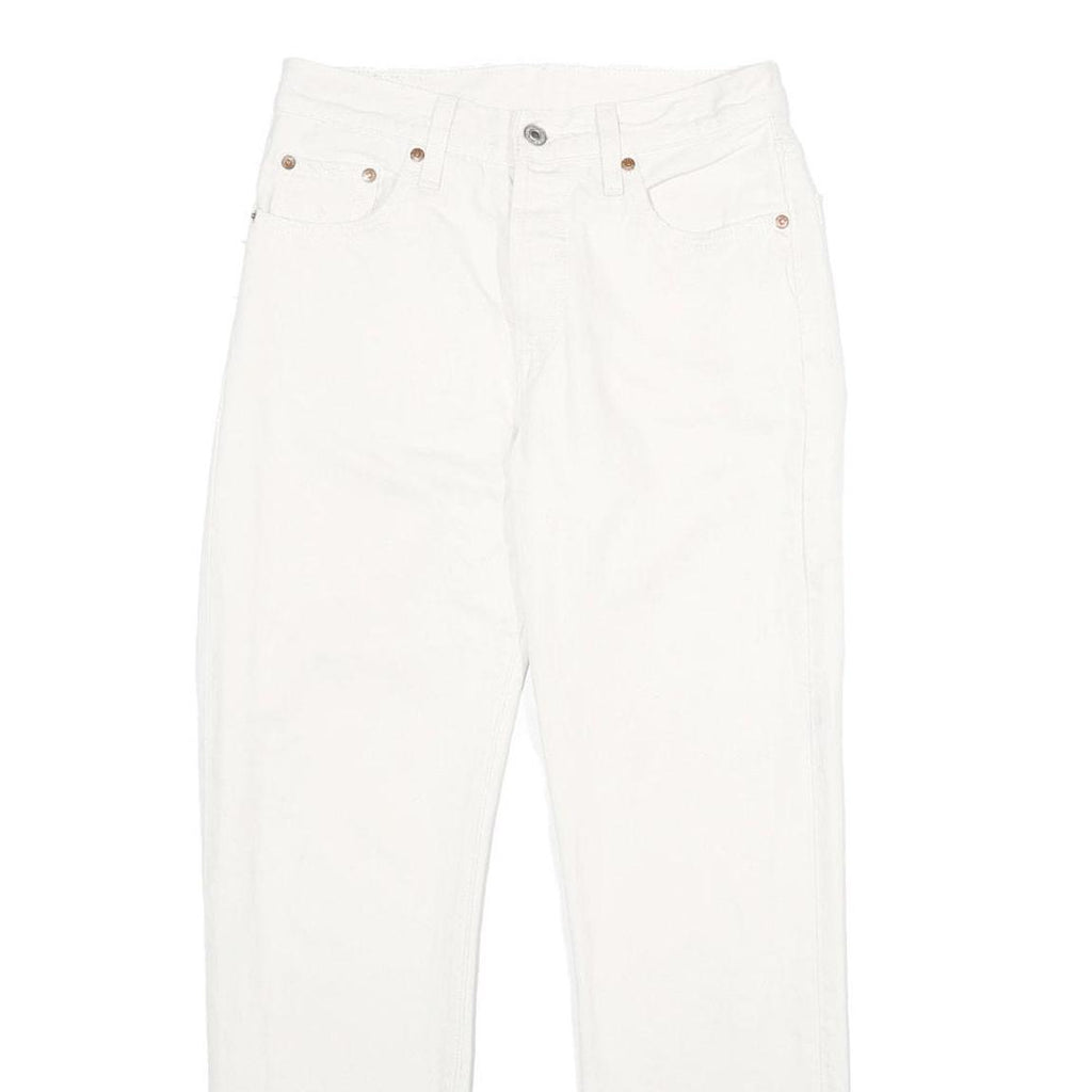 LEVI'S 501 BIG E Womens Jeans White Classic Straight Denim W25 L28 Raw Hem