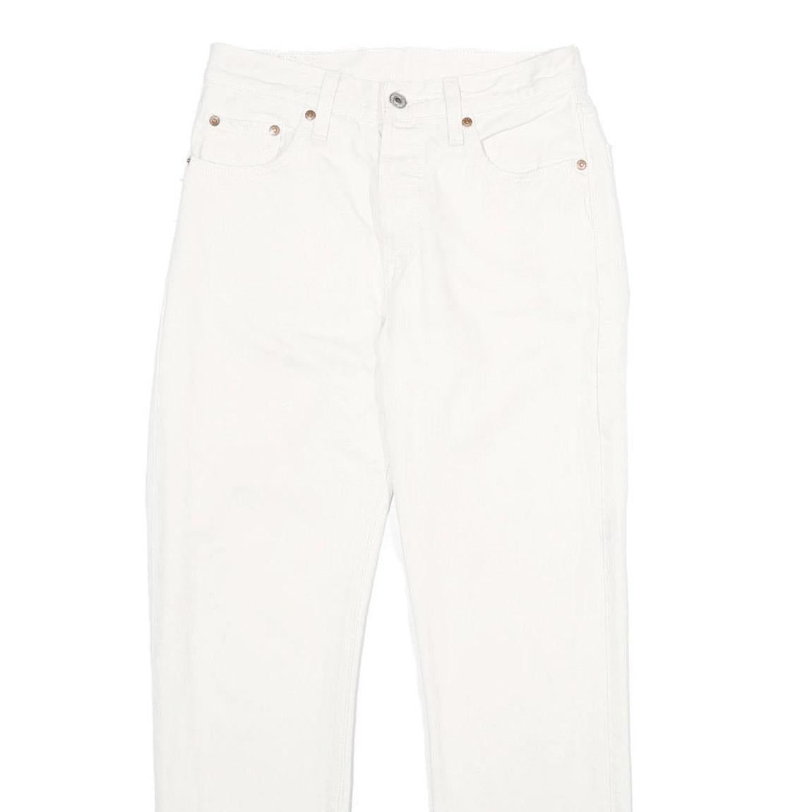 LEVI'S 501 BIG E Womens Jeans White Classic Straight Denim W25 L28 Raw Hem