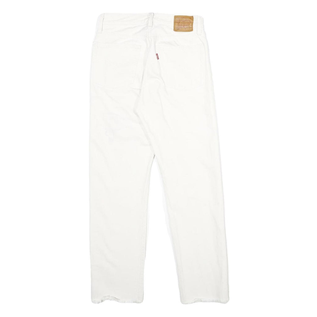 LEVI'S 501 BIG E Womens Jeans White Classic Straight Denim W25 L28 Raw Hem