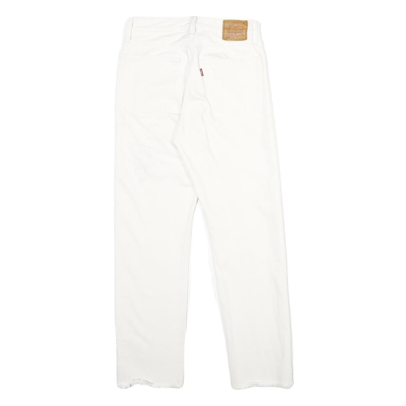 LEVI'S 501 BIG E Womens Jeans White Classic Straight Denim W25 L28 Raw Hem
