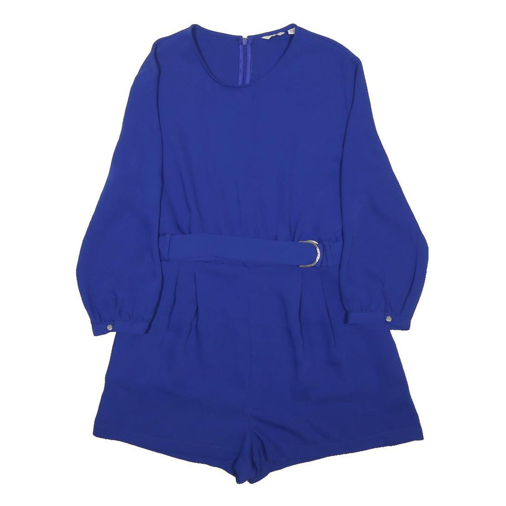 JACK WILLS Womens Blue Playsuit Polyester UK 14 Belted Long Sleeve Comfortable