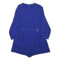 JACK WILLS Womens Blue Playsuit Polyester UK 14 Belted Long Sleeve Comfortable