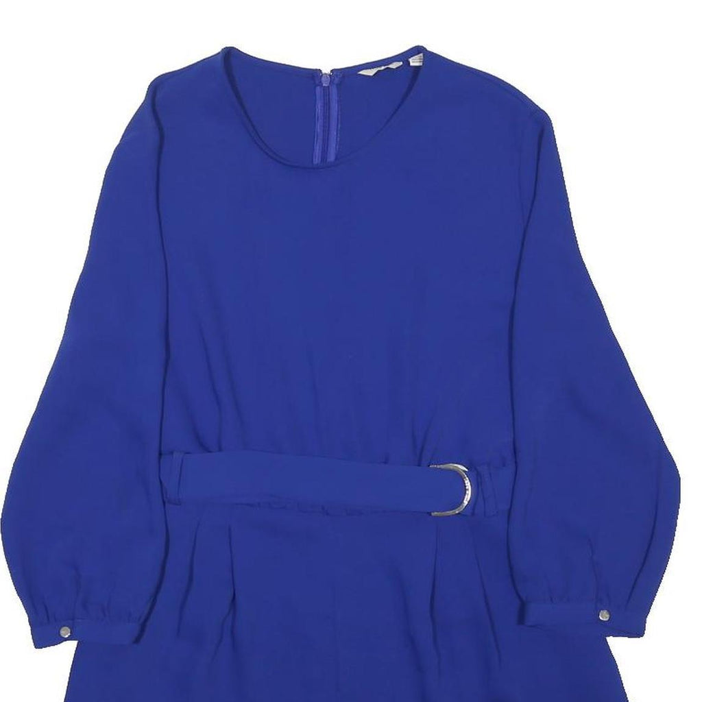 JACK WILLS Womens Blue Playsuit Polyester UK 14 Belted Long Sleeve Comfortable
