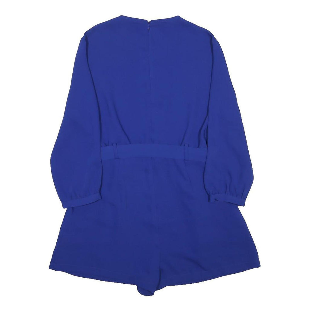 JACK WILLS Womens Blue Playsuit Polyester UK 14 Belted Long Sleeve Comfortable