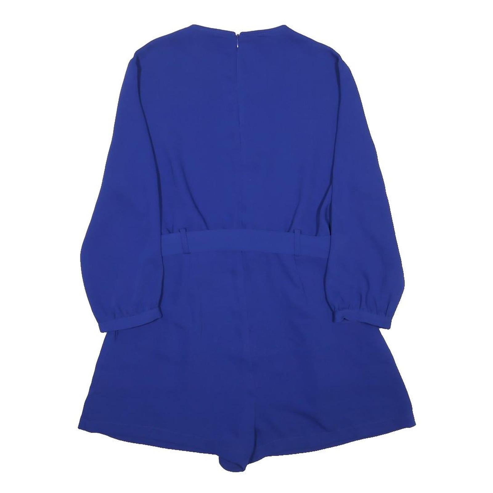 JACK WILLS Womens Blue Playsuit Polyester UK 14 Belted Long Sleeve Comfortable