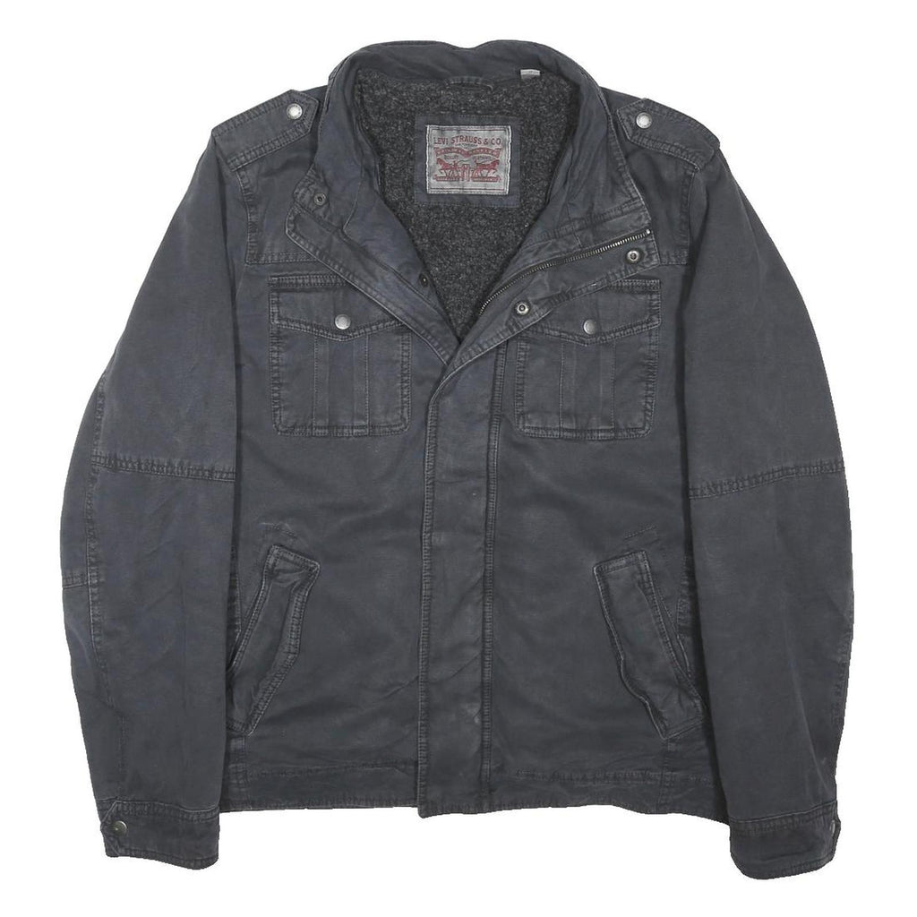 LEVI'S Mens Black Cotton Blend Button Jacket M Button Closure Casual Warm