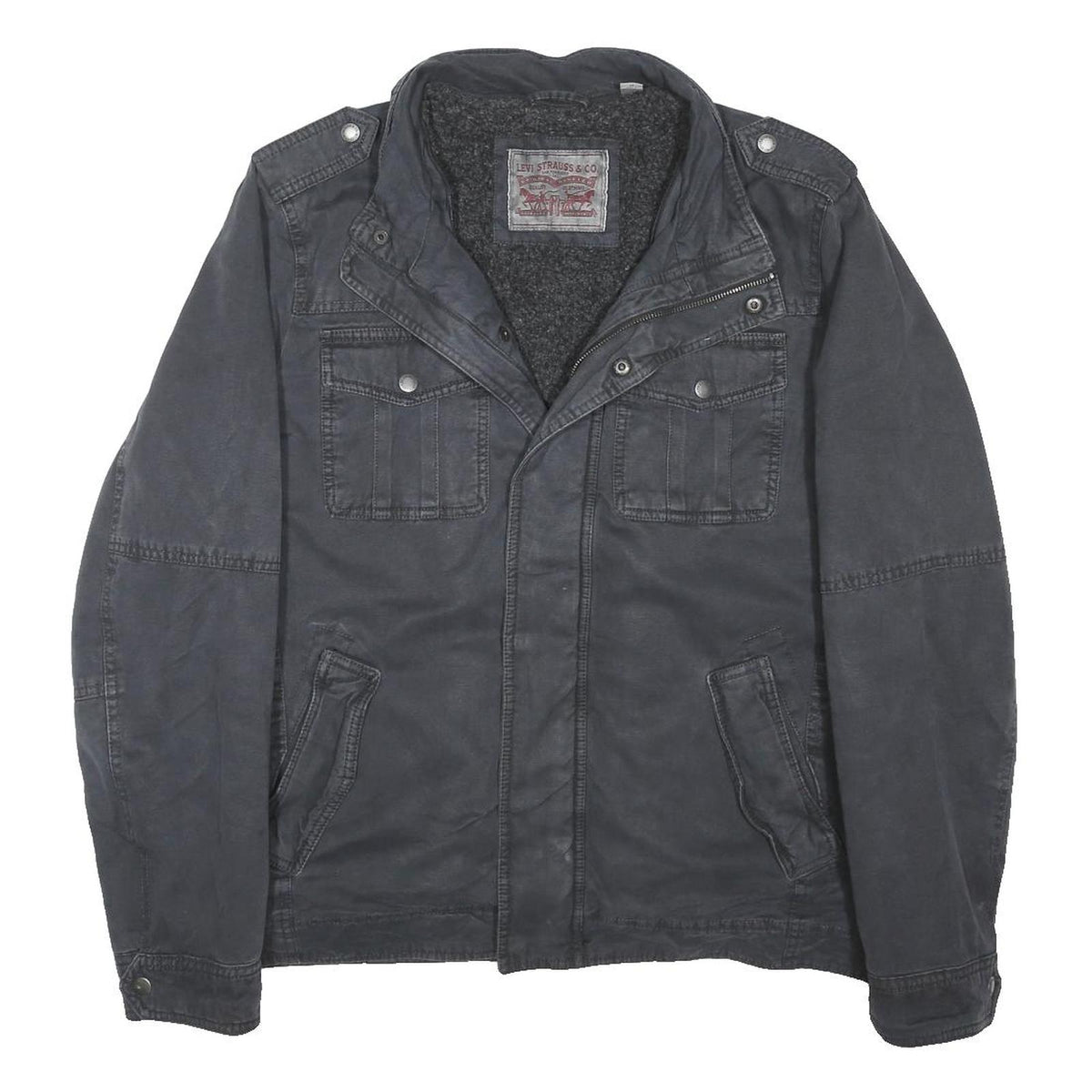 LEVI'S Mens Black Cotton Blend Button Jacket M Button Closure Casual Warm