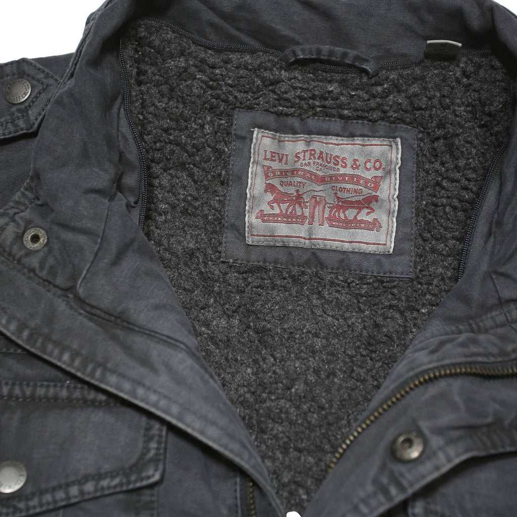 LEVI'S Mens Black Cotton Blend Button Jacket M Button Closure Casual Warm