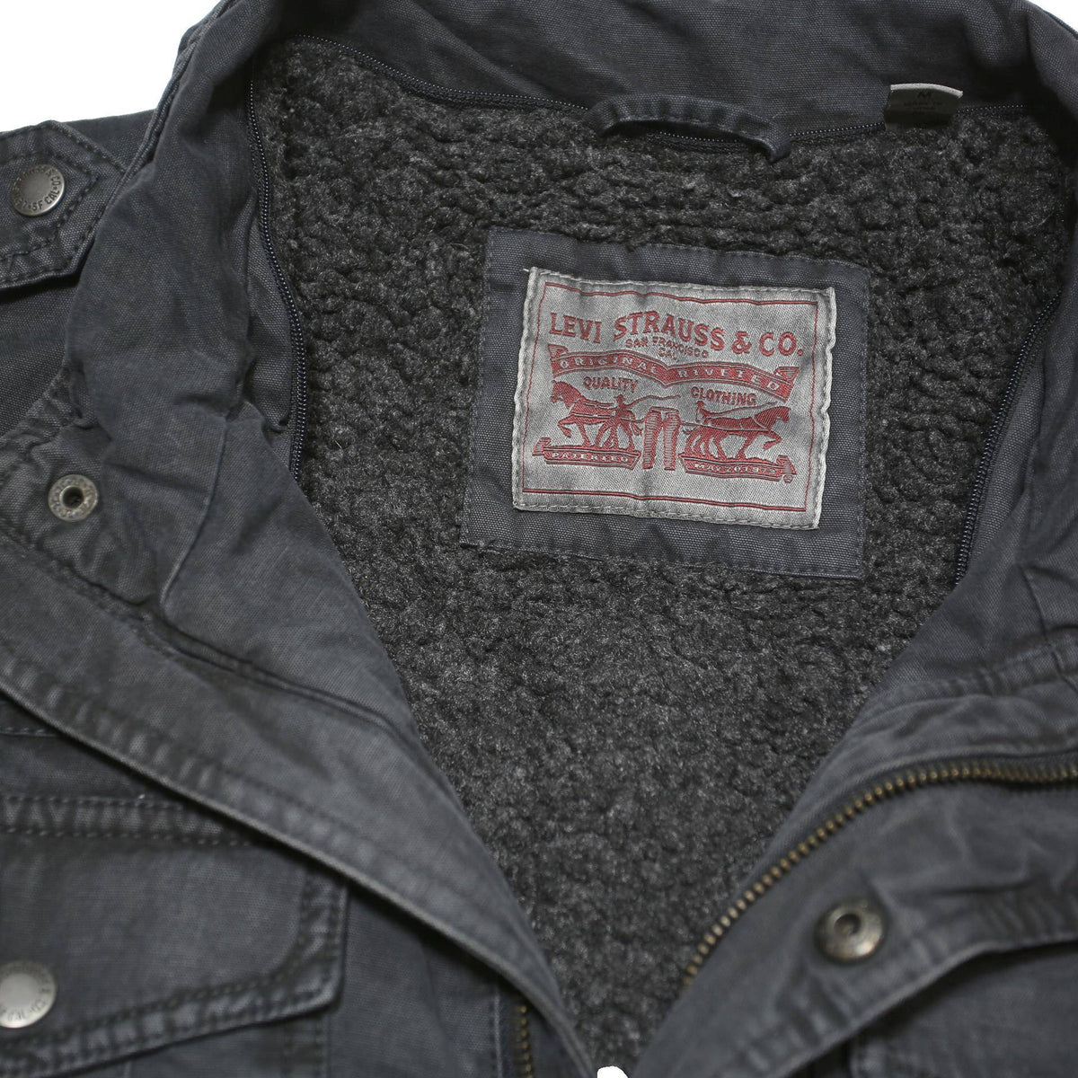 LEVI'S Mens Black Cotton Blend Button Jacket M Button Closure Casual Warm