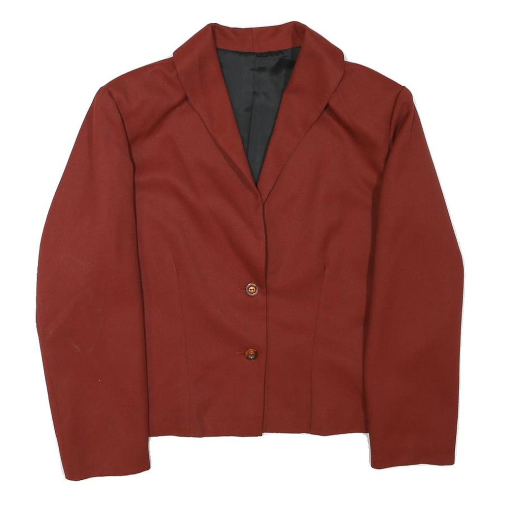 Womens Rust Coloured Classic Jacket M Wool Blend Plain Button Closure Stylish