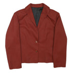 Womens Rust Coloured Classic Jacket M Wool Blend Plain Button Closure Stylish