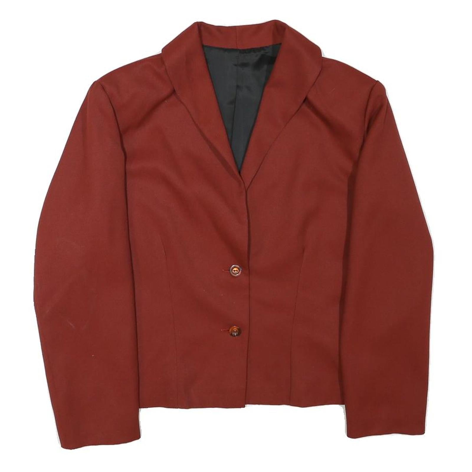 Womens Rust Coloured Classic Jacket M Wool Blend Plain Button Closure Stylish