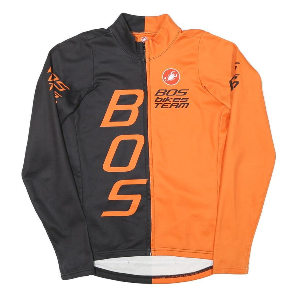 CASTELLI Mens Orange & Black Team Cycling Jersey Long Sleeve Crew Neck M