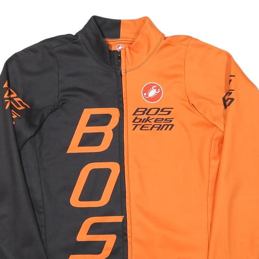 CASTELLI Mens Orange & Black Team Cycling Jersey Long Sleeve Crew Neck M