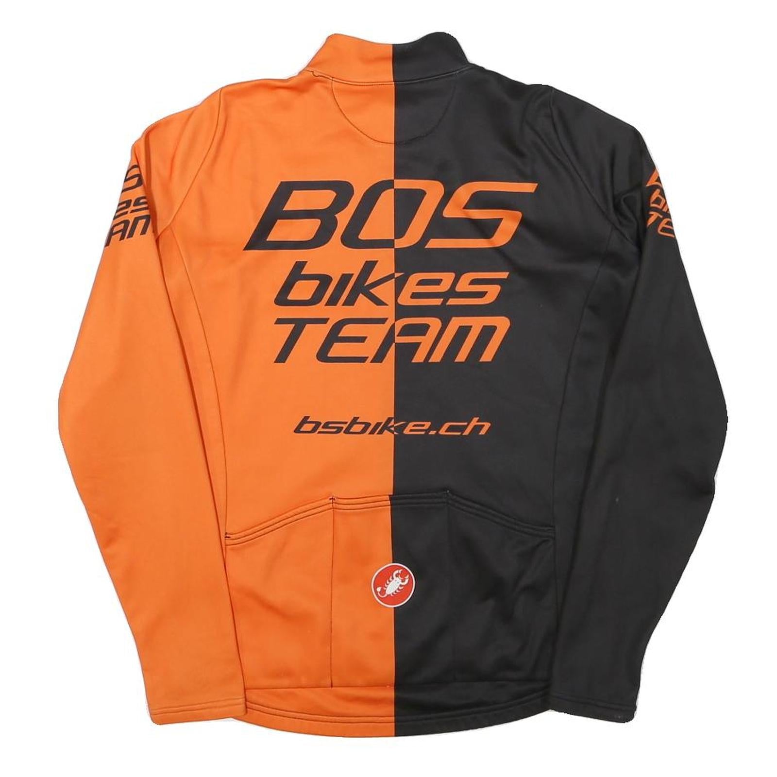 CASTELLI Mens Orange & Black Team Cycling Jersey Long Sleeve Crew Neck M