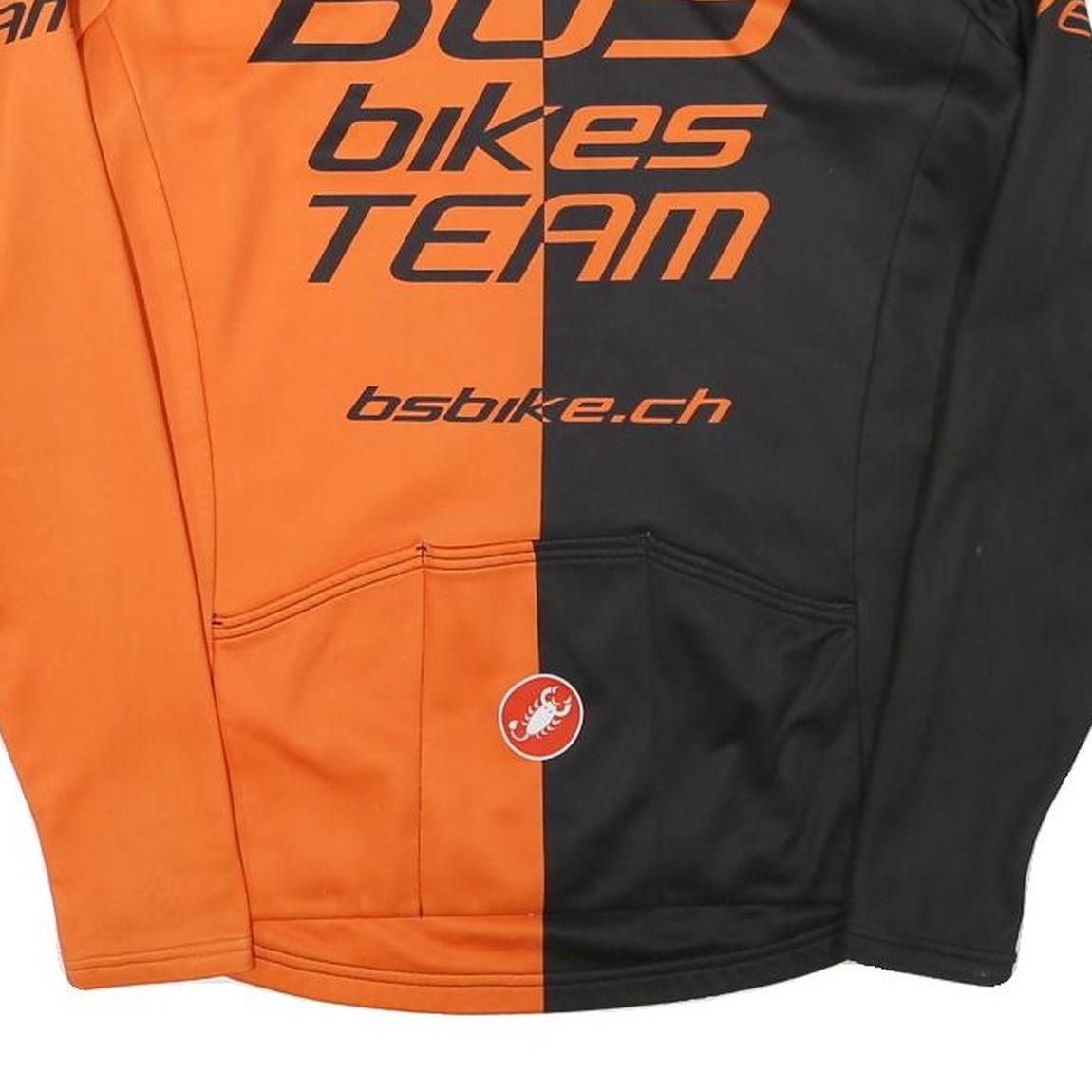 CASTELLI Mens Orange & Black Team Cycling Jersey Long Sleeve Crew Neck M