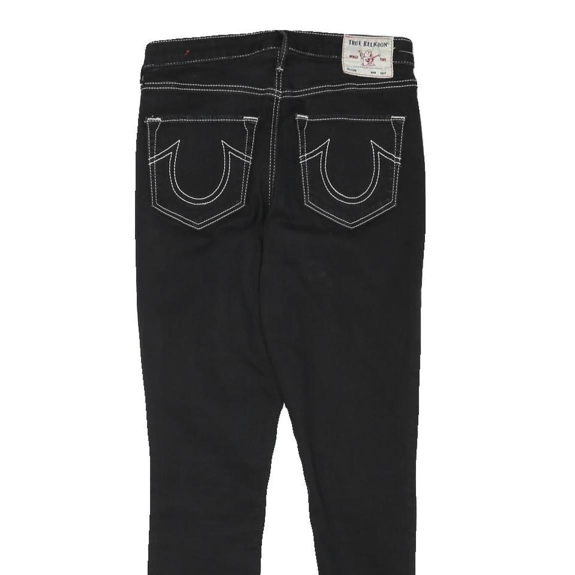 TRUE RELIGION Womens Jeans Black Slim Skinny Denim W27 L26 Contrast Stitch