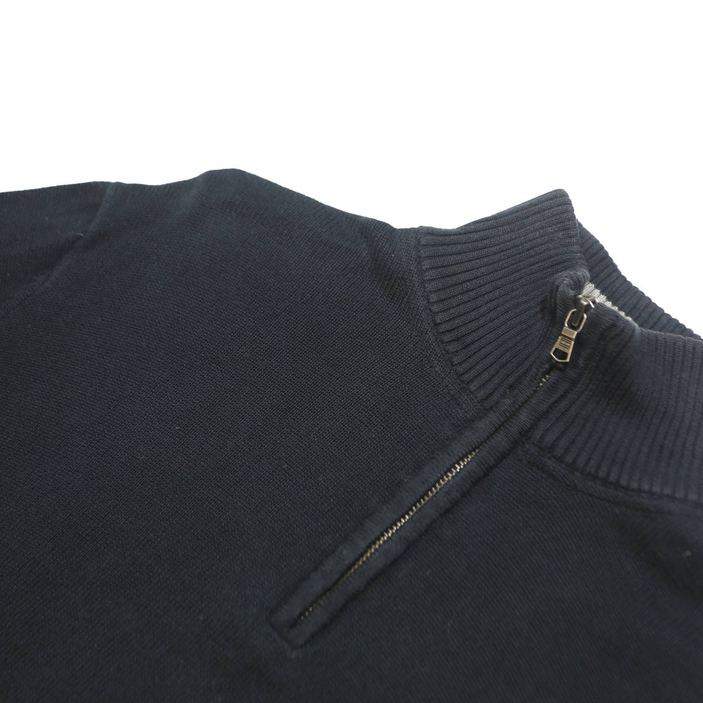 TOMMY HILFIGER Mens Black Pullover Plain 1/4 Zip Cotton Jumper S S