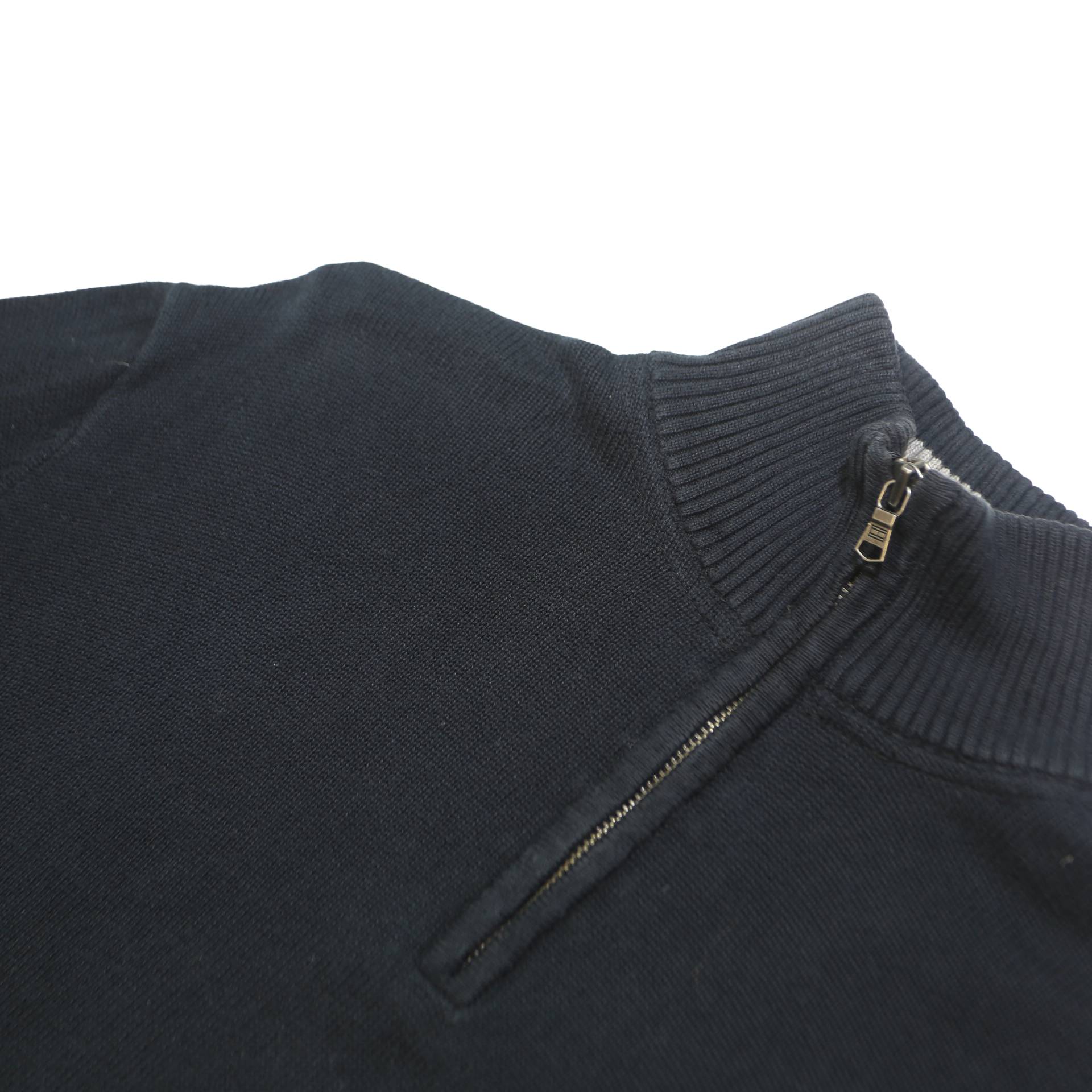 TOMMY HILFIGER Mens Black Pullover Plain 1/4 Zip Cotton Jumper S S