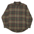WOLVERINE Mens Green Brown Plaid Shirt L Cotton Blend Casual Button-Down