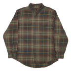 WOLVERINE Mens Green Brown Plaid Shirt L Cotton Blend Casual Button-Down