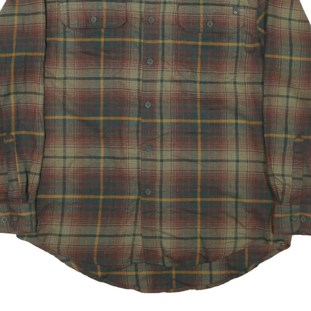 WOLVERINE Mens Green Brown Plaid Shirt L Cotton Blend Casual Button-Down