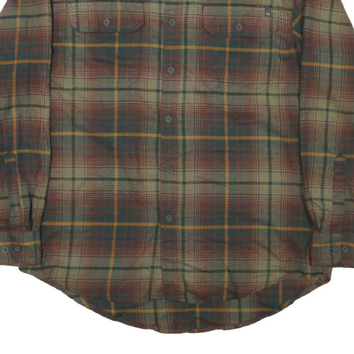 WOLVERINE Mens Green Brown Plaid Shirt L Cotton Blend Casual Button-Down