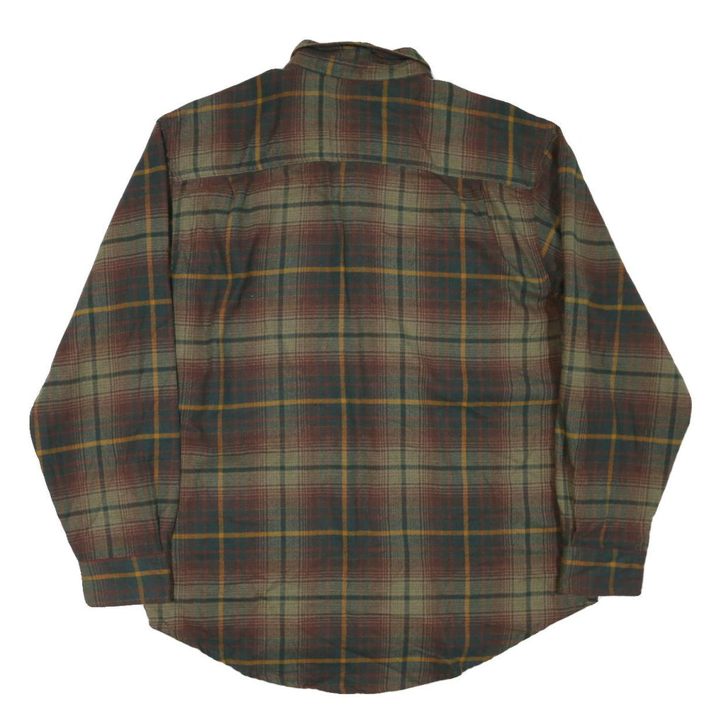 WOLVERINE Mens Green Brown Plaid Shirt L Cotton Blend Casual Button-Down