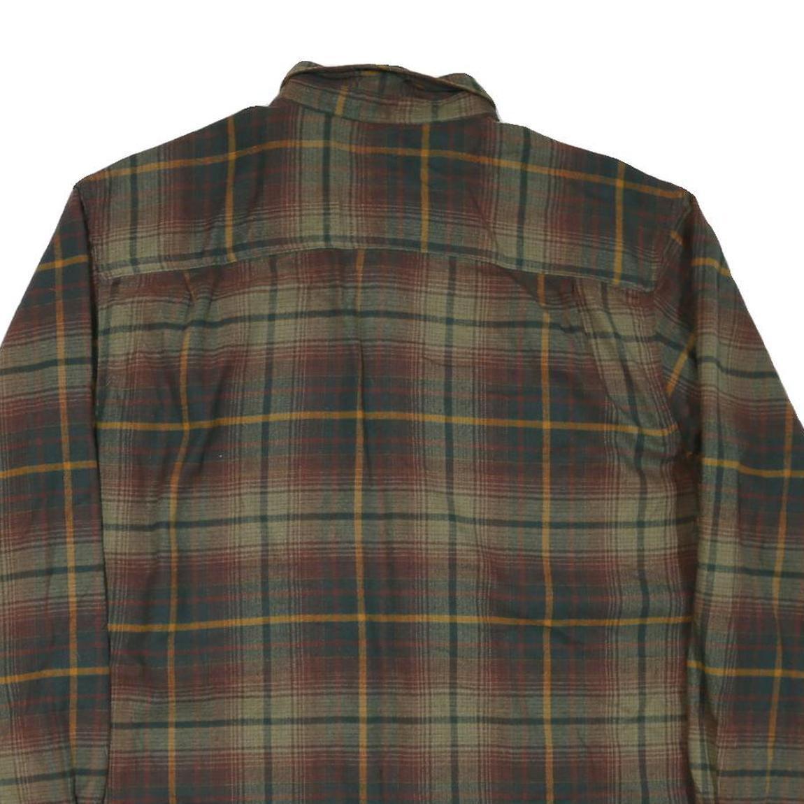 WOLVERINE Mens Green Brown Plaid Shirt L Cotton Blend Casual Button-Down