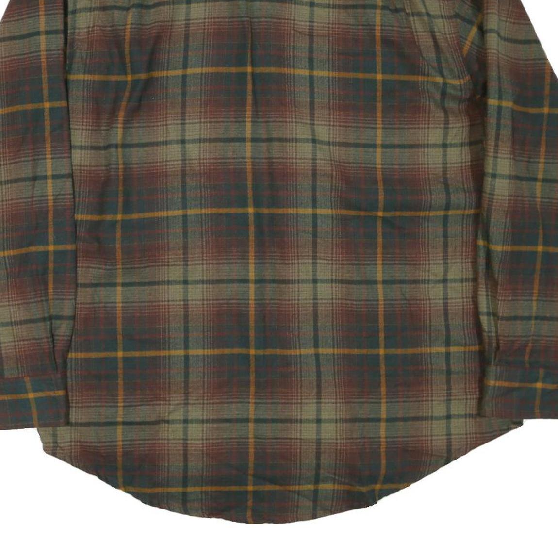 WOLVERINE Mens Green Brown Plaid Shirt L Cotton Blend Casual Button-Down